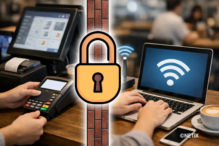 데이터 유출 방지를 위해 결제 단말기와 일반 PC망 사이에 물리적·논리적 보안 장벽을 구축하는 네틱스 망 분리 솔루션